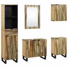vidaXL Set di mobili per il bagno con cassetto con lo scaffale 5 pcs Marrone Media