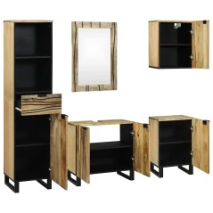 vidaXL Set di mobili per il bagno con cassetto con lo scaffale 5 pcs Marrone Media