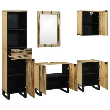 vidaXL Set di mobili per il bagno con cassetto con lo scaffale 5 pcs Marrone Media