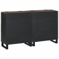 vidaXL Sideboards con cassetto con archiviazione 2 pcs Marrone Media Legno Massello