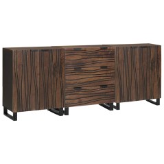 vidaXL Set di mobili per il bagno con cassetto con lo scaffale 3 pcs Marrone Large