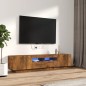 Set Mobili TV 2pz con Luci LED Rovere Fumo in Legno Multistrato Set Mobili TV 2pz con Luci LED Rovere Fumo in Legno Multistrato