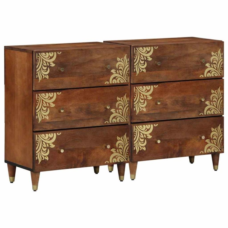 vidaXL Credenze 2 pz Marrone Miele 60x33.5x75 cm Legno massello di mango vidaXL Credenze 2 pz Marrone Miele 60x33.5x75 cm Legno massello di mango