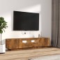 Set Mobili TV 2pz con Luci LED Rovere Fumo in Legno Multistrato Set Mobili TV 2pz con Luci LED Rovere Fumo in Legno Multistrato
