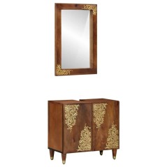 Set di Mobili per Bagno vidaXL 2 Pezzi Legno Massello di Mango