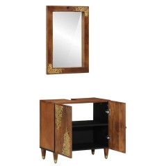 Set di Mobili per Bagno vidaXL 2 Pezzi Legno Massello di Mango
