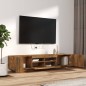 Set Mobili TV 2pz con Luci LED Rovere Fumo in Legno Multistrato Set Mobili TV 2pz con Luci LED Rovere Fumo in Legno Multistrato