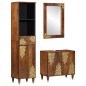 Set di Mobili da Bagno vidaXL 3 Pezzi Legno Massello di Mango Grezzo