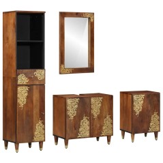 Set di Mobili per Bagno vidaXL in Legno Massello di Mango (4 Pezzi)