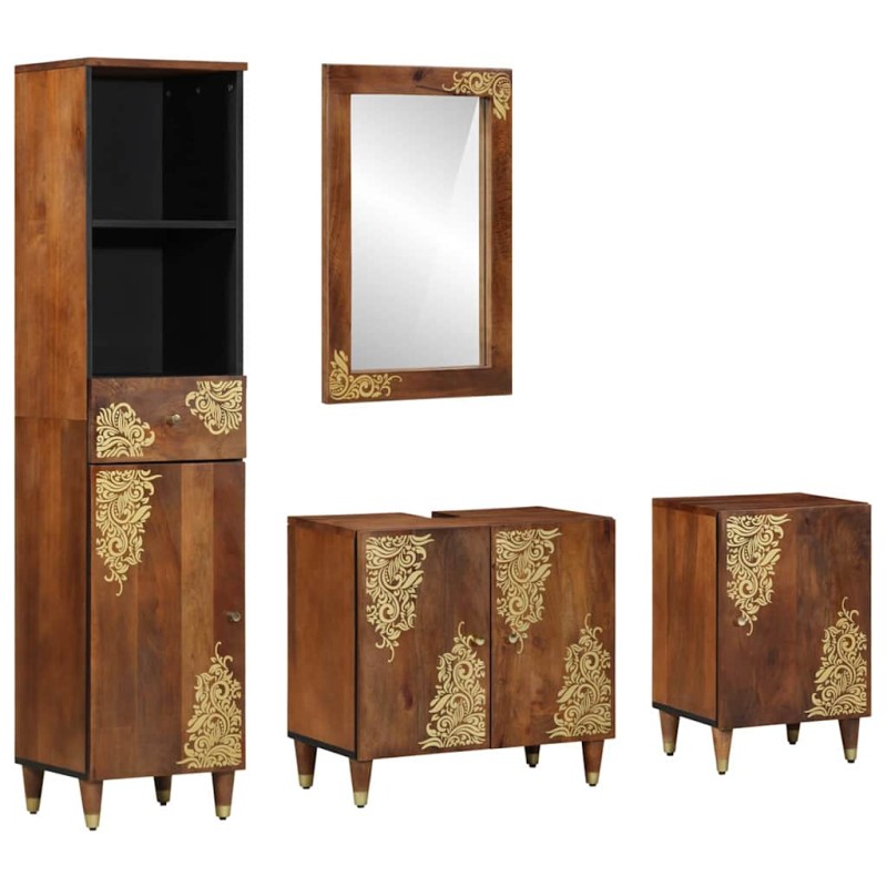 Set di Mobili per Bagno vidaXL in Legno Massello di Mango (4 Pezzi)
