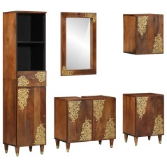 Set di Mobili per Bagno vidaXL da 5 Pezzi in Legno Massello di Mango