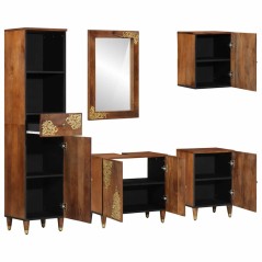 Set di Mobili per Bagno vidaXL da 5 Pezzi in Legno Massello di Mango