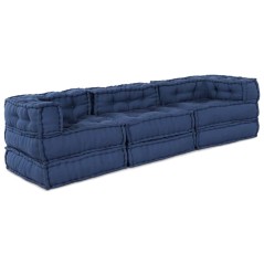vidaXL Pouf modulari 3 pz in tessuto indaco