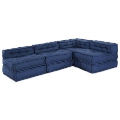 vidaXL Pouf modulari - Set di 4 in tessuto indigo