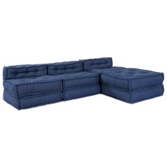 vidaXL Pouf Modulari - 4 Pezzi in Tessuto Indaco
