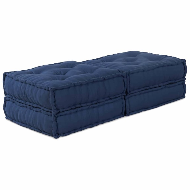 vidaXL Pouf modulari - 2 pezzi in tessuto indigo vidaXL Pouf modulari - 2 pezzi in tessuto indigo