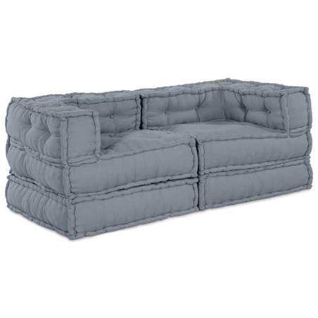 vidaXL Set di 2 pouffe modulari in tessuto grigio