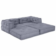vidaXL Set di 2 pouffe modulari in tessuto grigio
