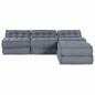 vidaXL Pouff modulare convertibile per 4 persone in tessuto grigio vidaXL Pouff modulare convertibile per 4 persone in tessuto grigio