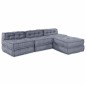 vidaXL Pouff modulare convertibile per 4 persone in tessuto grigio vidaXL Pouff modulare convertibile per 4 persone in tessuto grigio