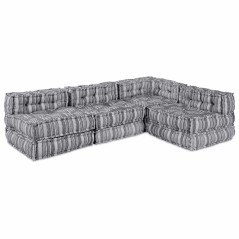 vidaXL Pouffe Sofa Modulare per 4 Persone che Diventa un Letto in Tessuto Grigio Chiaro