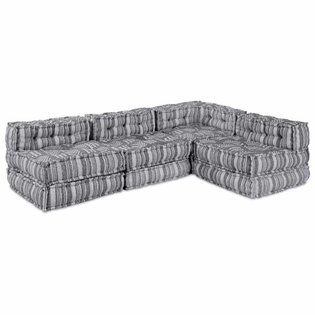 vidaXL Pouffe Sofa Modulare per 4 Persone che Diventa un Letto in Tessuto Grigio Chiaro
