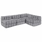 vidaXL Pouffe Sofa Modulare per 4 Persone che Diventa un Letto in Tessuto Grigio Chiaro