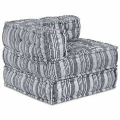 vidaXL Pouffe Sofa Modulare per 4 Persone che Diventa un Letto in Tessuto Grigio Chiaro