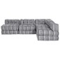 vidaXL Pouffe Sofa Modulare per 4 Persone che Diventa un Letto in Tessuto Grigio Chiaro