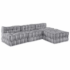 vidaXL Pouffe Divano Modulare per 4 Persone che diventa un Divano in Tessuto Grigio Chiaro