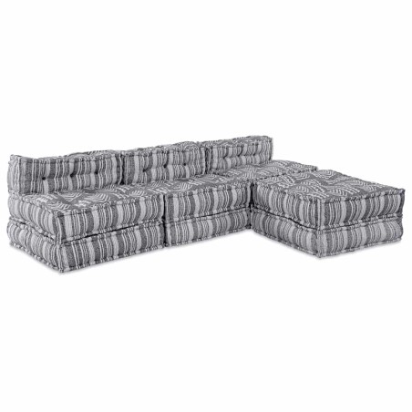 vidaXL Pouffe Divano Modulare per 4 Persone che diventa un Divano in Tessuto Grigio Chiaro