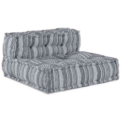 vidaXL Pouffe Divano Modulare per 4 Persone che diventa un Divano in Tessuto Grigio Chiaro