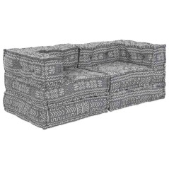 vidaXL Pouffe Sofà Modulare a 2 Posti Convertibile in Tessuto Grigio Chiaro di