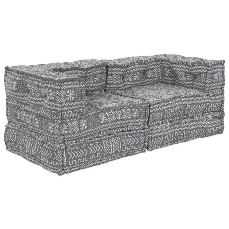 vidaXL Pouffe Sofà Modulare a 2 Posti Convertibile in Tessuto Grigio Chiaro di vidaXL Pouffe Sofà Modulare a 2 Posti Convertibile in Tessuto Grigio Chiaro di