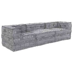 vidaXL Pouffe Sofa Modulare 3 Posti che diventa Letto - Tessuto Grigio Chiaro