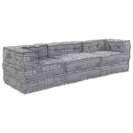 vidaXL Pouffe Sofa Modulare 3 Posti che diventa Letto - Tessuto Grigio Chiaro