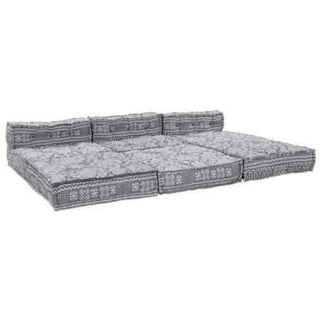 vidaXL Divano Pouffe Modulabile per 4 Persone Pieghevole - Grigio Chiaro