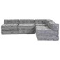 vidaXL Divano Pouffe Modulabile per 4 Persone Pieghevole - Grigio Chiaro vidaXL Divano Pouffe Modulabile per 4 Persone Pieghevole - Grigio Chiaro