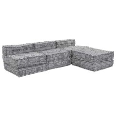 vidaXL Divano Pouf Modulare 4 Posti che si Trasforma in Divano in Tessuto Grigio Chiaro