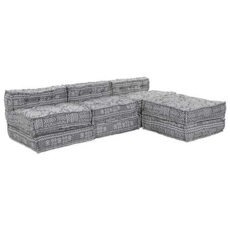 vidaXL Divano Pouf Modulare 4 Posti che si Trasforma in Divano in Tessuto Grigio Chiaro