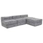 vidaXL Divano Pouf Modulare 4 Posti che si Trasforma in Divano in Tessuto Grigio Chiaro vidaXL Divano Pouf Modulare 4 Posti che si Trasforma in Divano in Tessuto Grigio Chiaro