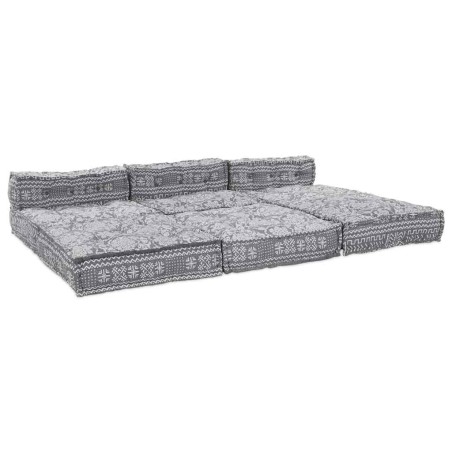 vidaXL Divano Pouf Modulare 4 Posti che si Trasforma in Divano in Tessuto Grigio Chiaro