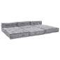 vidaXL Divano Pouf Modulare 4 Posti che si Trasforma in Divano in Tessuto Grigio Chiaro vidaXL Divano Pouf Modulare 4 Posti che si Trasforma in Divano in Tessuto Grigio Chiaro