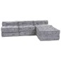 vidaXL Divano Pouf Modulare 4 Posti che si Trasforma in Divano in Tessuto Grigio Chiaro vidaXL Divano Pouf Modulare 4 Posti che si Trasforma in Divano in Tessuto Grigio Chiaro