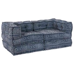 vidaXL Pouffe Sofa Modulare a 2 Posti Convertibile in Tessuto Indigo