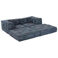 vidaXL Pouffe Sofa Modulare a 2 Posti Convertibile in Tessuto Indigo