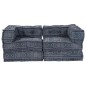 vidaXL Pouffe Sofa Modulare a 2 Posti Convertibile in Tessuto Indigo vidaXL Pouffe Sofa Modulare a 2 Posti Convertibile in Tessuto Indigo