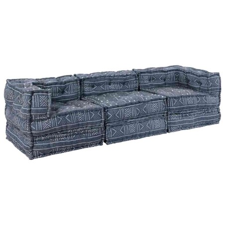vidaXL Pouffe Divano Modulare a 3 posti in Tessuto Blu