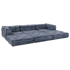 vidaXL Pouffe Divano Modulare a 3 posti in Tessuto Blu