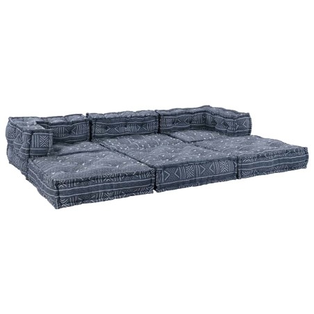 vidaXL Pouffe Divano Modulare a 3 posti in Tessuto Blu